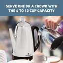 West Bend Electric Percolator Classic Style Coffee Maker with Heat Resistant Handle Base and Detachable Cord with Stainless Steel Stem and Basket, 12-Cup, Silver