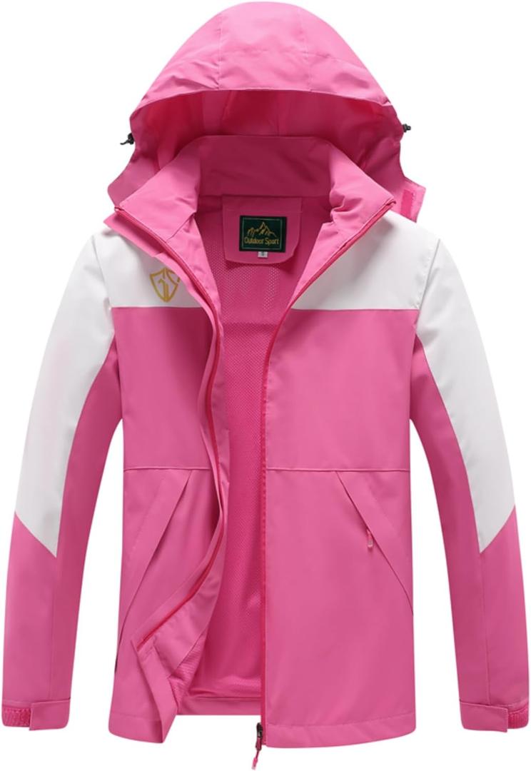 GIISAM Rain Jacket for Women, Women's Waterproof Lightweight Rain Jackets Packable Raincoat Windbreaker Coat with Hood (Medium)