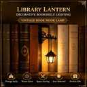Library Bookshelf Lantern Lamp, Vintage Hanging Book Lights for Book Nook