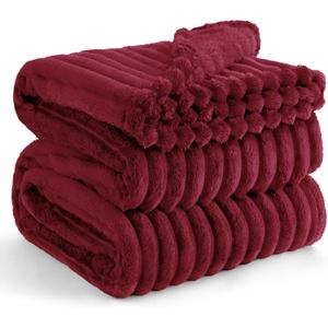Bedsure GentleSoft Deep Red California King Size Blanket for Bed - Cozy Soft Blankets for Women, Cute Small Fleece Throws for Girls, Birthday Gifts for Women, 102x96 Inches (Burgundy)