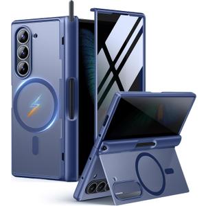 MOBOSI for Z Fold 6 Case with Privacy Screen Protector [Compatible with Magsafe], [Built-in Kickstand&Full Body Hinge Protection] Shockproof Phone Cover for Samsung Galaxy Z Fold6, Blue