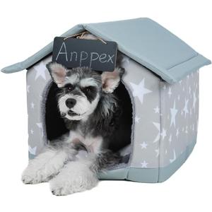 ANPPEX Small Dog House Indoor,M Size Indoor Dog House for Small Dogs and Cats,Covered Dog Bed with Cushion,Grey (M(pets up to 15 lbs), Gray)