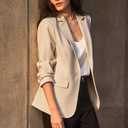 Cicy Bell Womens Casual Blazers Open Front Long Sleeve Work Office Suit Jackets Blazer (Beige, S)