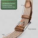 BULLIANT Stretch Belt Men,Mens Gift Woven Braided Web Belt 1 3/8 for Golf Casual Pants Shirts Jeans (Brown)