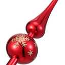 Cabilock Spherical Christmas Tree Topper Ornament Vintage 2 Tier Xmas Toppers Finals Shiny Metallic Christmas Tree Tops Ornaments for Xmas Holiday Decoration Red