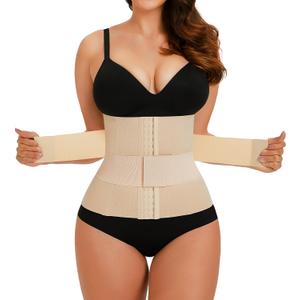 Waist Trainer for Women Tummy Control Corset Trimmer Body Shaper Belt Shapewear (Beige, M)