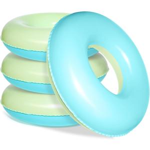 4 Pcs Inflatable Pool Floats for Kids Adults Pastel Inner Tubes Macaron Pool Rings Floaties for Birthday Beach Swimming Shower Bachelorette Party Decorations(Blue,Yellow,28'')