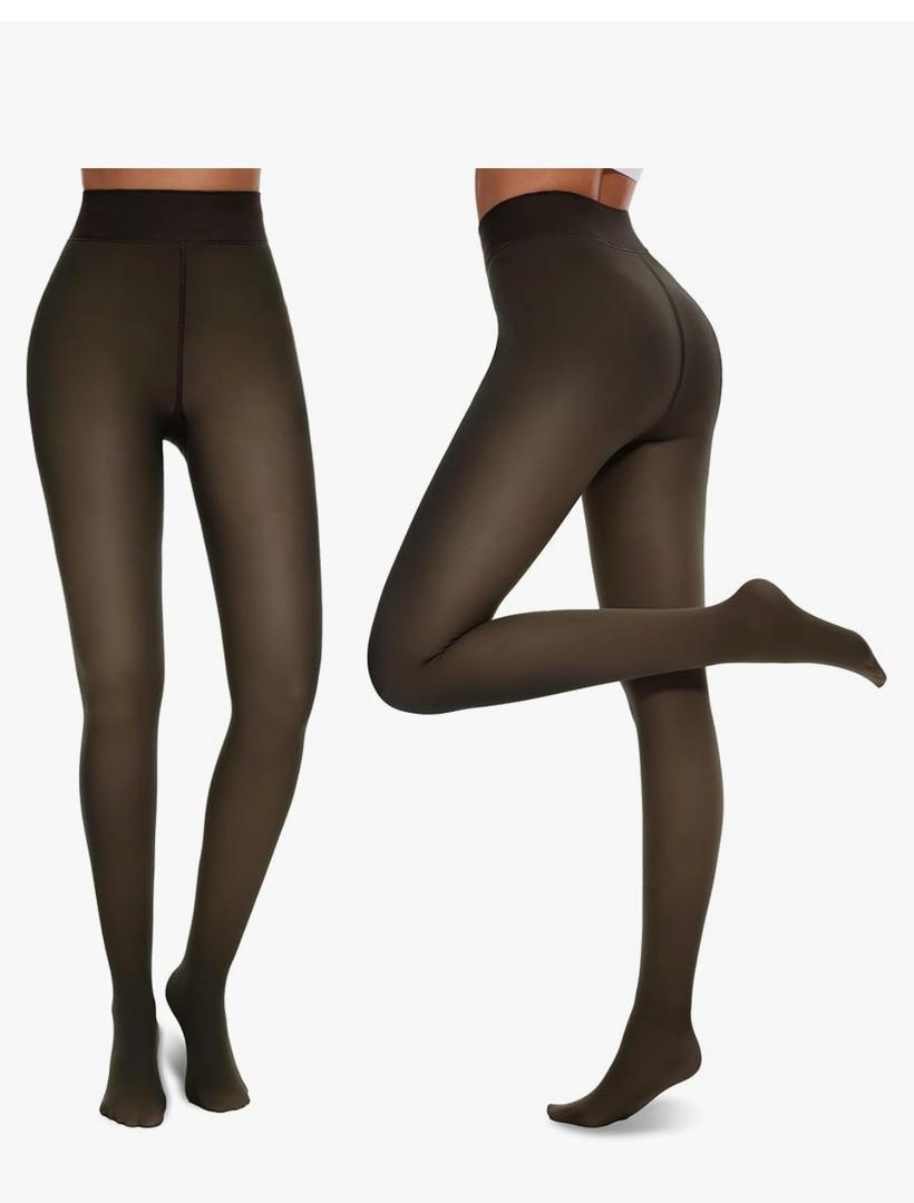 NexiEpoch 2 Pairs Fleece Lined Tights Women - Pantyhose Sheer Black Thick Dress Thermal Warm Fake Leggings for Winter, M