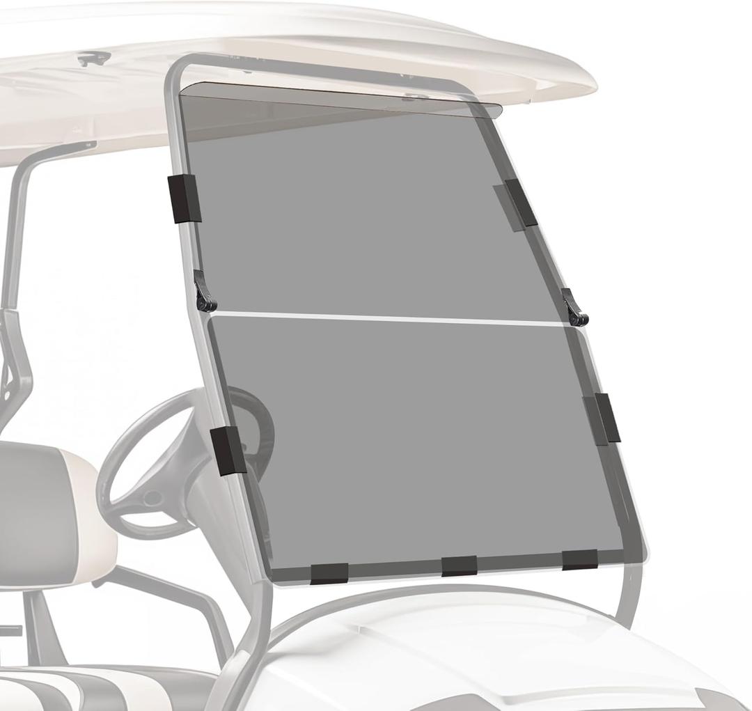 Club Car DS Windshield 2000 and Up Golf Cart Replacement - Foldable Tinted UV Protection and Impact Resistant PC Shield