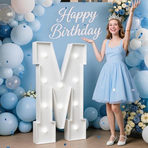 Marquee Letters 4 Feet Tall, 4FT Large Light up Letters M, Big Sign M with Cool White Light for Birthday Graduation Decor, Wedding Proposal Engagement Party Backdrop Decorations