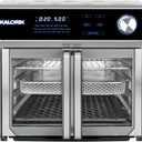 Kalorik Air Fryer Oven Grill MAXX Series 26-Quart with Smokeless Sear Technology Digital Controls Easy-View Door and 22 Smart Cooking Presets, Includes Cooking Accessories, 1700-Watts, Stainless Steel