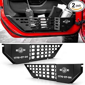 JK Front Door Pockets, Metal Front Door Storage Box for 2011-2018 Wrangler JK JKU 2/4, 2 PCS Door Side Insert Organizer Box for Replace Sagging Nets Storage Accessories