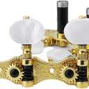 Guyker Classical Guitar Tuners, 1:18 Ratio Open Frame Style Acoustic Guitar Tuning Keys Steel String Pegs Machine Heads 2 Planks (3+3) (Gold, Oval White Jade Button)