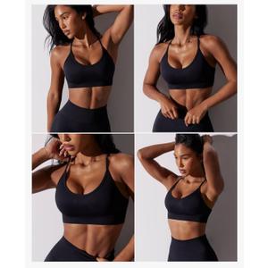RUNNING GIRL Sports Bras for Women,Sexy Crisscross Back Seamless Padded Sports Bra Medium Support with Removable Pads, Large