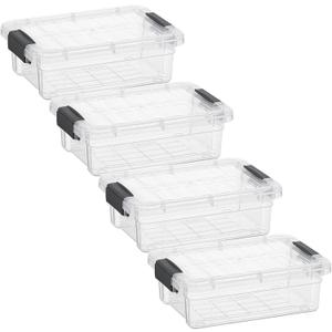 Superio Storage Bins with Lids- 4 Pack, 1.27 Qt Clear Boxes for Organizing, Stackable Plastic Containers- BPA Free, Non-Toxic, Odor Free, Organizer for Home, Office, Dorm