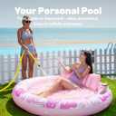 SLOOSH Inflatable Tanning Pool Lounger Float, 72" x 56" Pool Floats Adult with Pillow, 4 in 1 Round Suntan Tub Raft Floatie,Sunbathing Bed Lounge for Water Blow Up Ball Pit Party Gifts, Pink