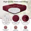 downluxe Chair Cushions for Dining Chairs 4 Pack, Tufted Indoor Chair Pads with Non-Slip Bottom, U-Shaped Kitchen Chair Cushions, 17"x17"x4", Burgundy