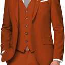 3 Piece Suit Men Slim Fit Wedding Suits for Mens Elegant One Button Jacket Single Breasted Vest Pants Set (Small, Burnt Orange)