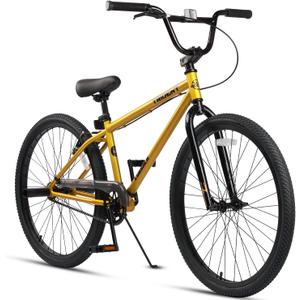 cubsala 24 Inch BMX Race Bike Trident Bicycles Beginner-Level to Advanced Riders with 2 Pegs Trick Cycling and Professional Riding, Gold