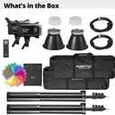 Godox SL60II-Bi LED Video Light Kit 2 Pack 2800K-6500K Bi-Color Continuous Light, Square Grid Softbox,Light Stand, Remote Control & Honeycomb Grid for Studio Video Recording, Filming, Podcast (2PCS)