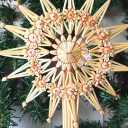 Christmas Straw Tree Topper Straw Star Ornaments 10‘'x 12‘' Scandinavian Snowflake Tree Topper Swedish Nordic Lightweight Deocr for Xmas Home Indoor Farm Decoration(Elegant)