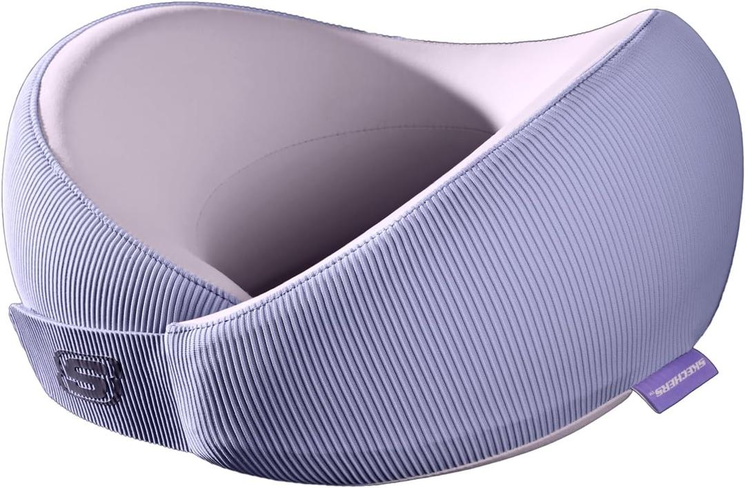Skechers Women's Memory Foam Neck Pillow, Comfortable & Breathable Travel Pillow,Neck Pillow Airplane for Travel, Car Rides, Home, and Office Use, Ergonomic Design for Men and Women,Purple, 1 Count
