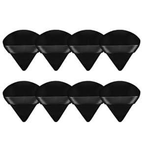 FAVYC 8Pcs Triangle Powder Puffs Face Soft Triangle Makeup Puff Velour Cosmetic Sponge Beauty Makeup Tools (Black)