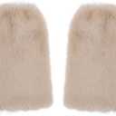 LA CARRIE Women Fuzzy Faux Fur Leg Warmers Fluffy Winter Long Foot Cuffs Furry Boot Socks (One Size, Apricot)