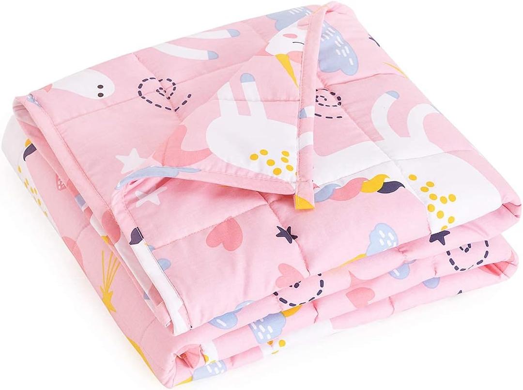 Mr. Sandman 5 lbs Weighted Blanket for Twin Size Bed, Perfect for 40-60lb, Breathable Cotton Heavy Blanket with Premium Glass Beads - 36" x 48" Rainbow Unicorn
