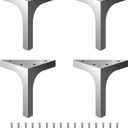 Lab Rated 1600lb Capacity - 4.75 Inch Modern Satin Nickel Furniture Legs, 4 Pack Solid Stainless Steel Square Table & Cabinet Feet for DIY Vanity, Desk, Bench, Shelves