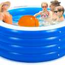 Biange Blow Up Pool, 72" X 30" Round Inflatable Swimming Pool, Kids Pool Inflatable, Kiddie Baby Swimming Pool for Backyard (Blue)