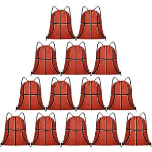 Grneric 14 Pcs Basketball Drawstring Bags Party Favor Goodie Bags Cinch Bag Sackpack for Sports Teams Birthday Supplies(Basketball)