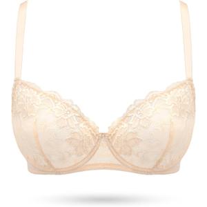 Women's Balconette Lace Bra Sexy Unlined Sheer Bras Demi See Through Underwire Lift Bralette