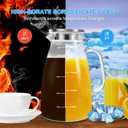 Aofmee Glass Pitcher with Lid, 68oz Water Pitcher with Handle and Precise Scale Line, Stainless Steel Iced Tea Carafe, Heat Resistant Borosilicate Jug for Juice, Milk, Cold or Hot Beverages