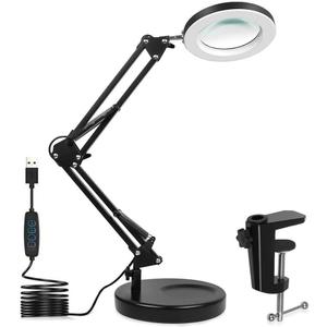 10X Magnifying Glass with Light and Stand, 3 Color Modes Dimmable with 2-in-1 Magnifying Lamp, Adjustable Led Magnifying Glass with Stand for Close Work,Craft Repair,Hobby,Painting