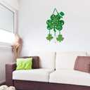 Happy St. Patrick's Day Door Sign Wooden Irish Hanging Welcome Board Shamrock Shaped Wooden Hanging Sign with Rope for St. Patrick's Day Party Home Decor, 10.6 x 11.8 Inches