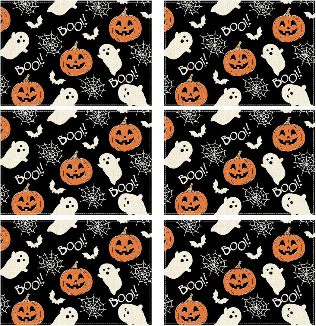 XCHI Boo Spooky Ghost Pumpkin Halloween Table Runner Burlap Table Decoration for Home Kitchen Dining Dinner Indoor Holiday Farmhouse Decor 13x48 Inch