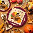 Turkey Thanksgiving Party Supplies Kit, Autumn Disposable Dinnerware Includes, Paper Dinner Plates, Dessert Plates, Luncheon Napkins and Beverage Napkins, for Fall party Decorations, Serve 50
