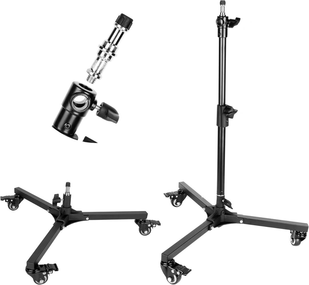 Photography Light Stand Base with Casters,Wheeled Floor Light Stand, Foldable Low-Angle/Tabletop Shooting Base Stand for Studio Monolight,Reflector,Diffuser