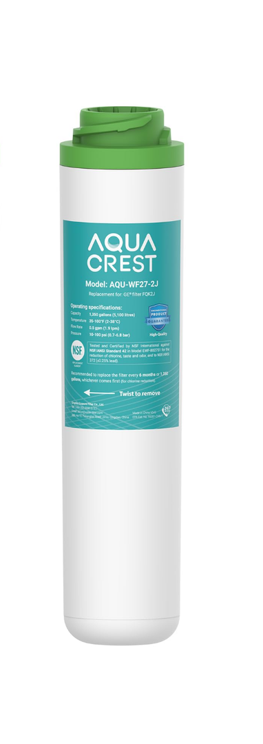 AQUACREST FQK2J Under Sink Water Filter, Replacement for GE FQK2J, ANSI 42 372 Certified, 1320 Gallons Dual Flow Drinking Water Replacement Filters