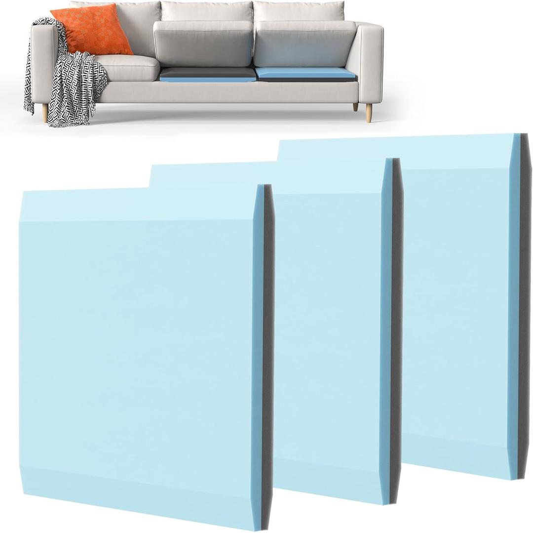 Couch Cushion Support for Sagging Cushions 20''x20'', Two in One Sofa Cushion Support to Repair Sagging Seats, Lift Saggy Seats, Extend Couch's Life, Blue & Grey 3PCS