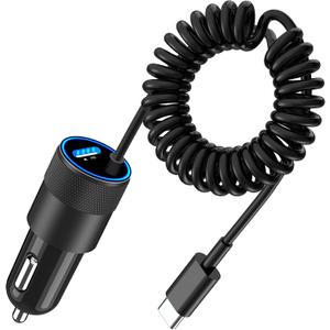 [Apple MFi Certified] iPhone 17 Charger Fast Car Charging, BAOYUANDA 72W PD Power Rapid Car Charger Built-in 6FT Coiled Type-C Cable Quick Car Charge for iPhone 17/Air/16/15 Pro Max,iPad Pro/Air/Mini