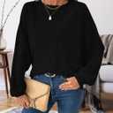 BTFBM Casual Fall Tops for Women 2025 Long Sleeves Solid Shirts Crew Neck Loose Fit Work T Shirt (Gray, XXL)