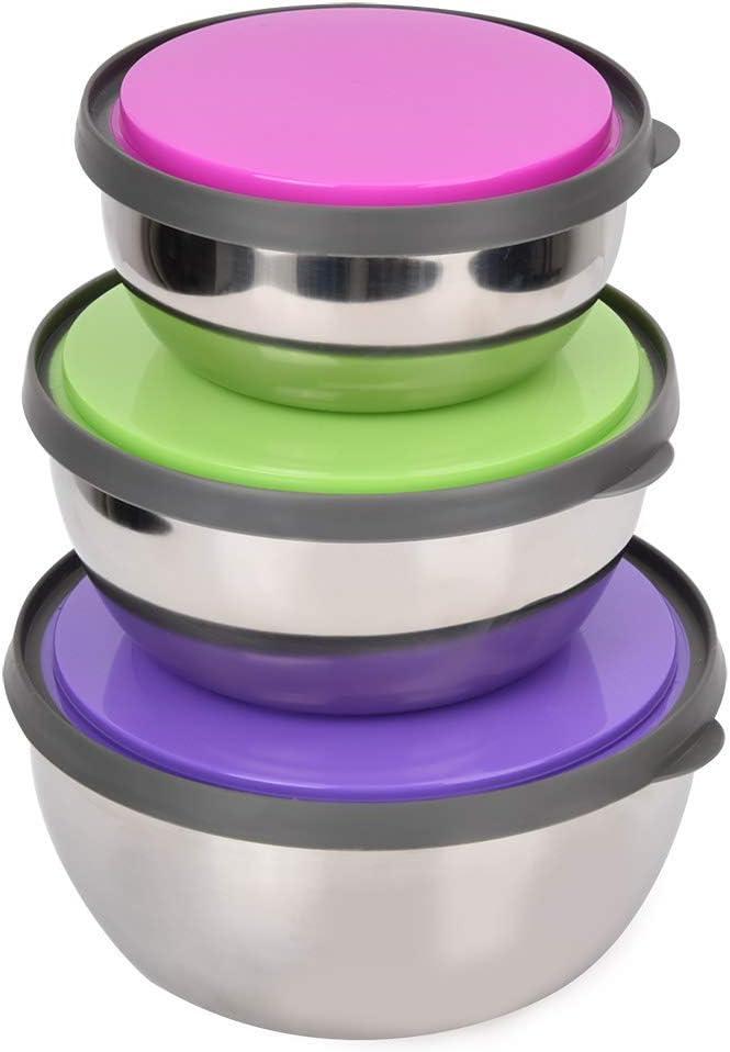 Stainless Steel Containers with Lids, 3PCS Seal Bowl Food Storage Box Mixing Bowls Kitchen Tool