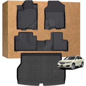 Floor Mats for Acura RDX 2016-2018 (Not for Front Passenger Seat w/ 4-Way Power Adjustment), Heavy Duty TPE Waterproof Non-Slip All Weather Protection Custom, Floor Mats & Cargo Liner