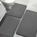 YIHOUSE Bathroom Rug Sets 3 Piece, Memory Foam Bath Mat, Non Slip Super Absorbent Soft Bathroom Mats, Machine Washable Bathroom Floor Mats Sets for Sink,Tub, Shower and Toilet,Dark Grey