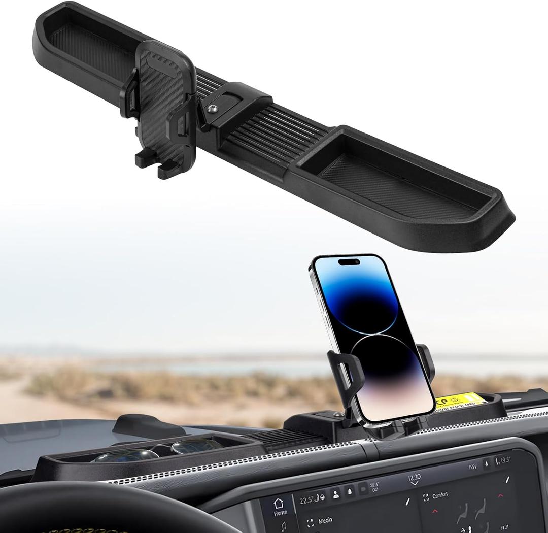 Phone Mount Compatible with 2024 2025 Jeep Wrangler JL/JLU&Gladiator JT Multi-Mount Phone Holder Dash Tray Storage Box for Wrangler Accessories (Not for 4xe)