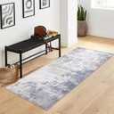 Modern Abstract Runner Rug 2x6 Washable Runners for Hallway Non Slip Entryway Runner Rug Faux Wool Non-Shedding Kitchen Rugs Soft Low Pile Foldable Carpet for Laundry Bedroom Bathroom Taupe