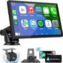 Hieha Wireless Carplay Screen for Car, 7" HD Portable Touchscreen Car Stereo with Apple CarPlay & Android Auto,Mirror Link,Backup Camera,Bluetooth,GPS Navigation,AUX for All Vehicles
