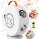 Bubble Machine Automatic Bubble Blower for Kids Toddlers Bubble Maker Electric Bubble Machine Auto Rotating 90/360 Outdoor Toy (White)